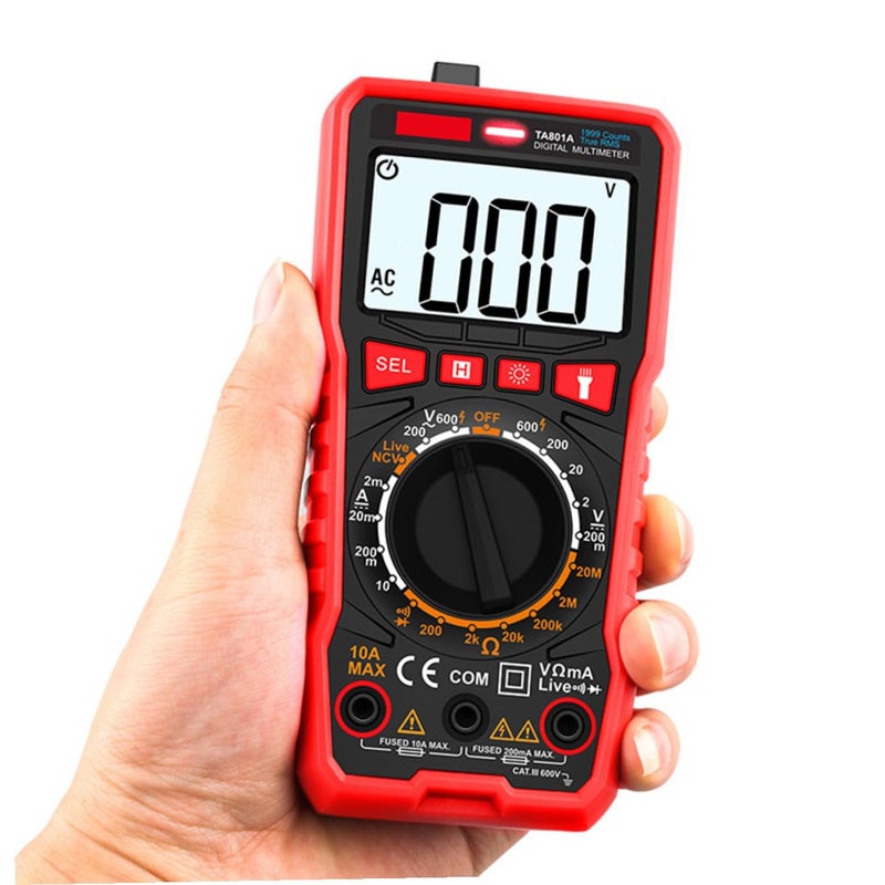 Digital Multimeter Tester with LCD Backlight Flashlight Protective Case Anti Skid Design - Image 3